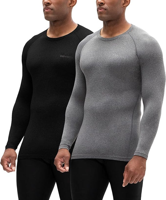 DEVOPS 2 Pack Men's Thermal Long Sleeve Compression Shirts