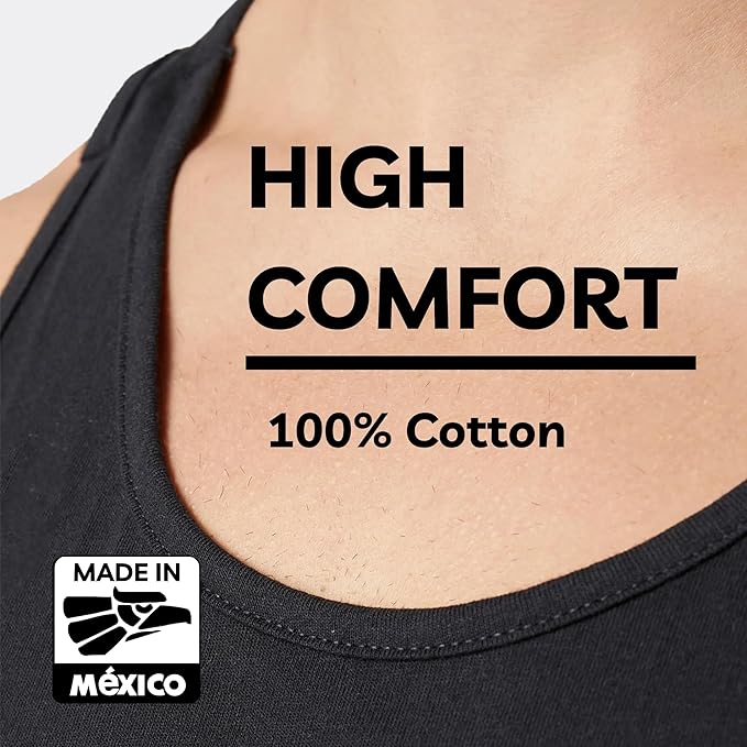 POFF Men’s Tank Top 3-Pack – Sleeveless Shirts for Gym & Workout, 100% Cotton Muscle Fit, Breathable Athletic Wear