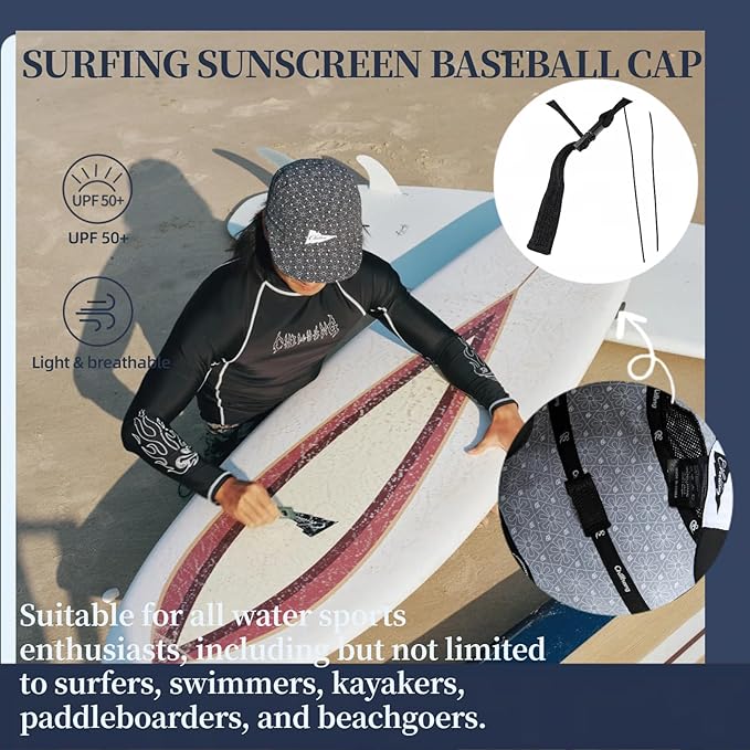 Vintage American-Style Sports Sunscreen Baseball Cap,Outdoor Camping Sunshade Waterproof and Non-Slip Surfing Hat Water Sport