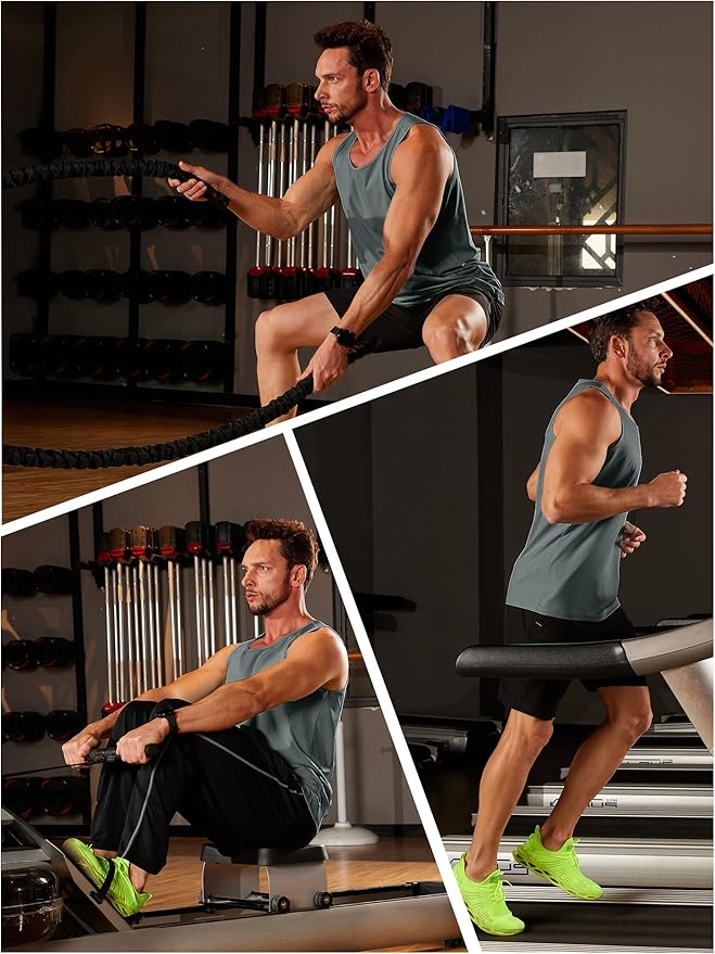 TACVASEN Men's Workout Tank Tops Sleeveless UPF 50+ Summer Sun Shirts Quick Dry for Running Swim Gym Beach