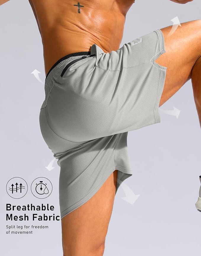 G Gradual Men's Running Athletic Shorts with Zipper Pocket 5"/ 7" Lightweight Quick Dry Gym Workout Shorts for Tennis Active