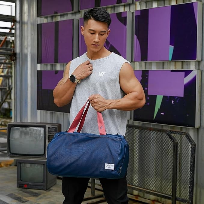 BE SMART Waterproof Mens Gym Bag with Shoe Compartment, Duffle Bag with Wet Pocket for Men, Lightweight Large Sport Duffel Bag NO Tpu Pocket for Overnight Weekender, Fitness, Swim, Boxing,Travel