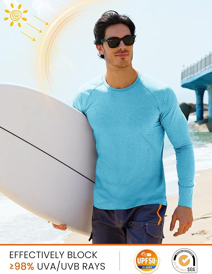 MAGCOMSEN Men's Long Sleeve Shirts UPF 50+ UV Sun Protection Athletic Shirts for Hiking Running Workout Rash Guard