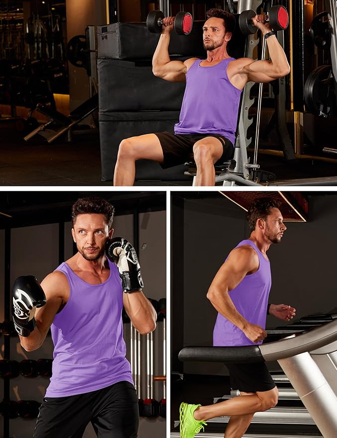 MAGCOMSEN Men's UPF 50+ Tank Top Gym Workout Sleeveless Muscle Shirts Sun Protection Cut Off Shirts Summer Sleeveless T Shirt