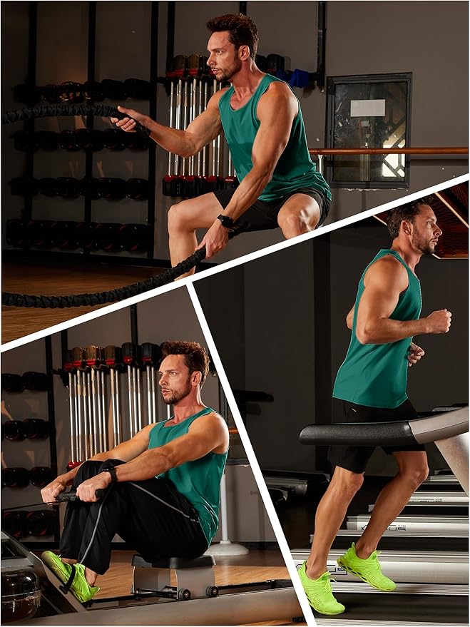 TACVASEN Men's Workout Tank Tops Sleeveless UPF 50+ Summer Sun Shirts Quick Dry for Running Swim Gym Beach