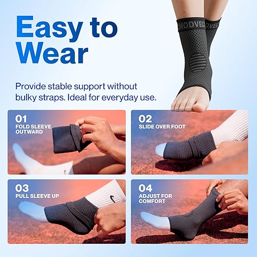 Modvel Foot & Ankle Brace Socks for Sprained Ankle Compression Sleeve - Plantar Fasciitis Relief Brace, Foot Support for Women & Men - Tendonitis & Arthritis Foot Sleeve, Stabilizing Ankle Wrap