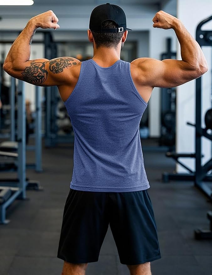 MAGCOMSEN Mens Workout Tank Tops Undershirt Cotton Muscle Athletic Sleeveless Shirts for Gym