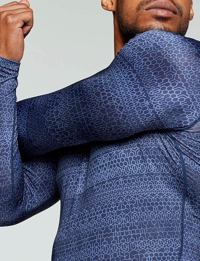 TSLA Men's UPF 50+ Compression Shirts, Cool Dry Long Sleeve Athletic Tops, Sports Baselayer Workout Shirt