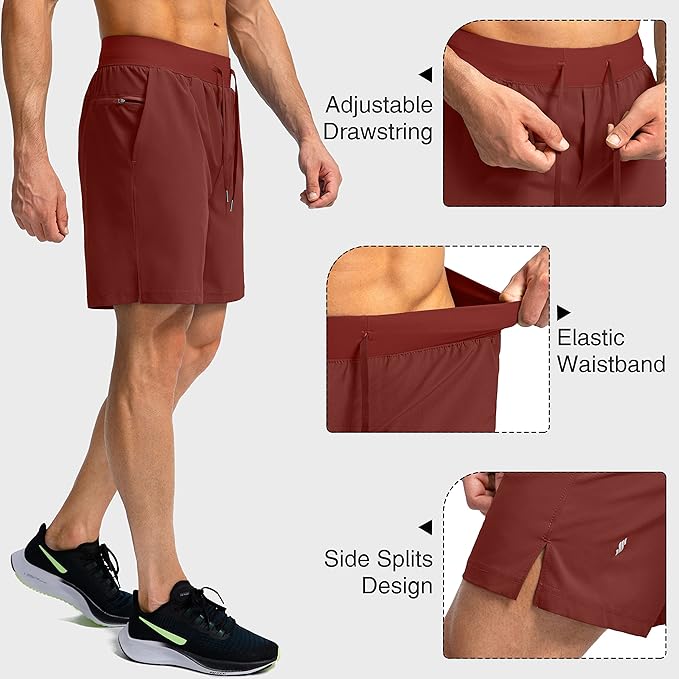 Men's Running Shorts with Zipper Pockets 9 Inch/ 7 Inch / 5 Inch Lightweight Quick Dry Gym Workout Athletic Shorts for Men