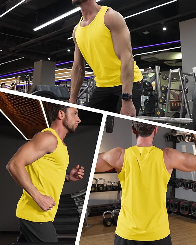 MAGCOMSEN Men's UPF 50+ Tank Top Quick Dry Summer Workout Muscle Sleeveless Shirts for Swim Beach Bodybuilding