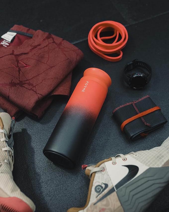 FORME - Shaker, 700ml Stainless Steel Protein Shaker, Double Walled Vacuum Insulated, Cold and Hot Drinks, Silent & Leak Proof, Fits Most Cup Holders (Gradient Blue/Orange/Red)