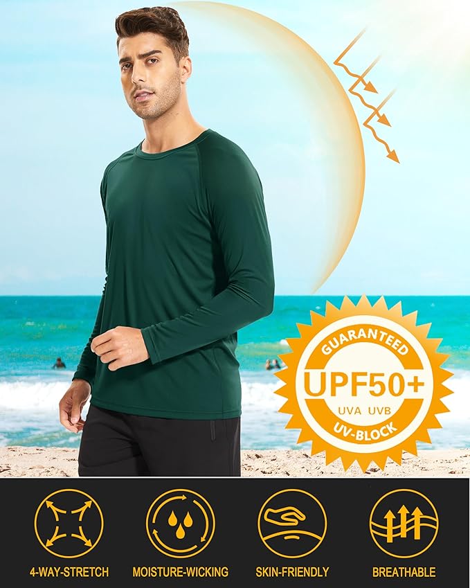 MAGCOMSEN Men's Long Sleeve Shirts UPF 50+ UV Sun Protection Athletic Shirts for Hiking Running Workout Rash Guard