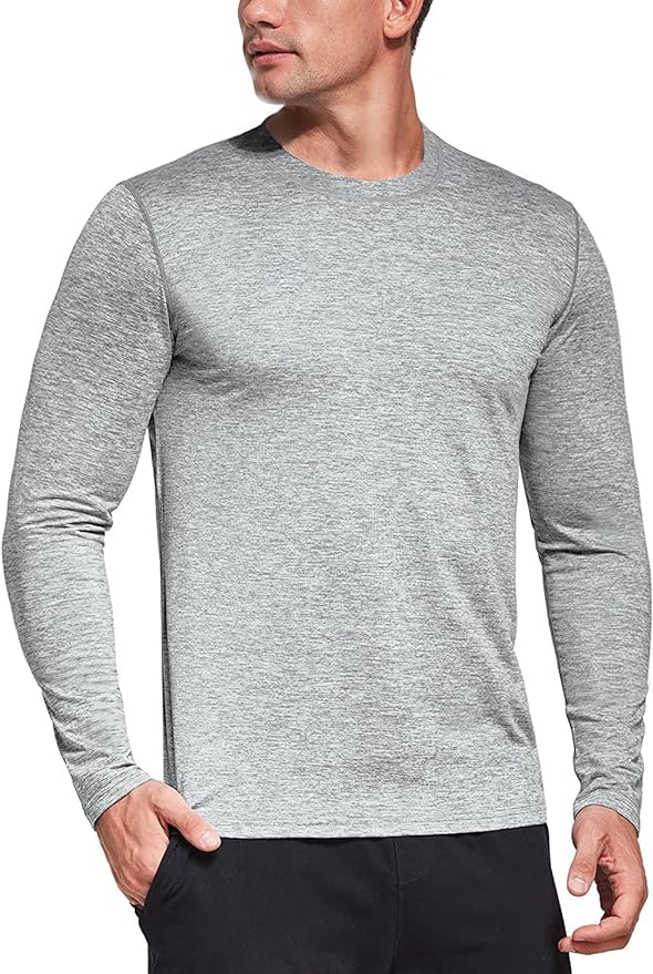Men's 1, 3 or 5 Pack Performance Long Sleeve T-Shirts, UPF 50+ Sun Protection Shirts, Athletic Gym Workout Shirts for Running