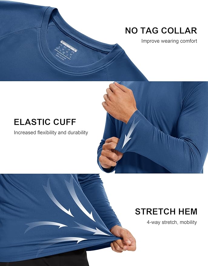 MAGCOMSEN Men's Long Sleeve Shirts UPF 50+ UV Sun Protection Athletic Shirts for Hiking Running Workout Rash Guard