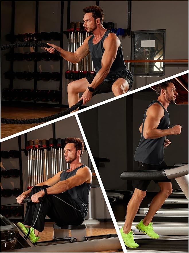 TACVASEN Men's Workout Tank Tops Sleeveless UPF 50+ Summer Sun Shirts Quick Dry for Running Swim Gym Beach