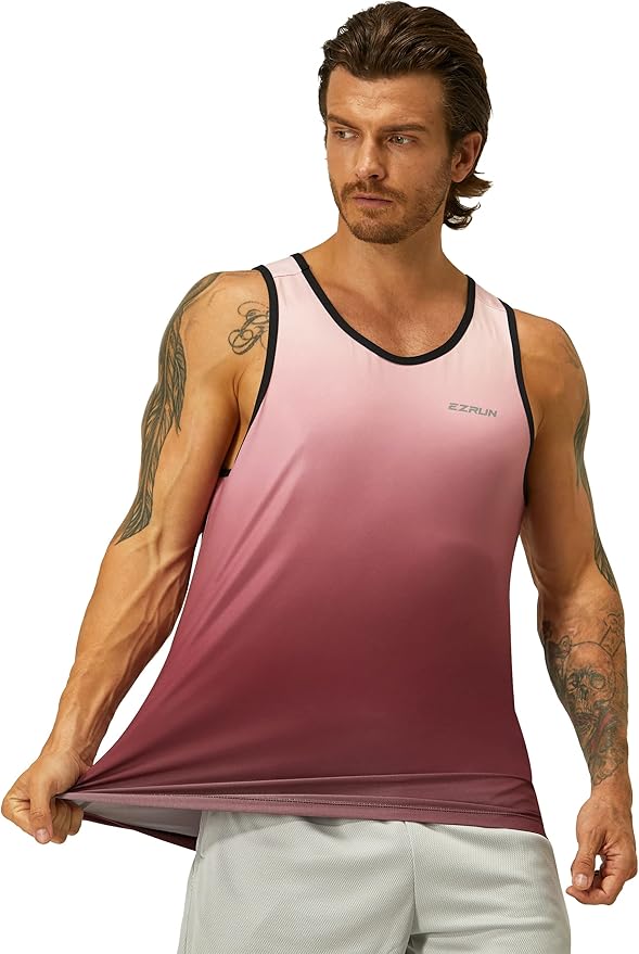 EZRUN Men's Quick Dry Sport Tank Top for Bodybuilding Gym Athletic Jogging Running,Fitness Training Workout Sleeveless Shirts
