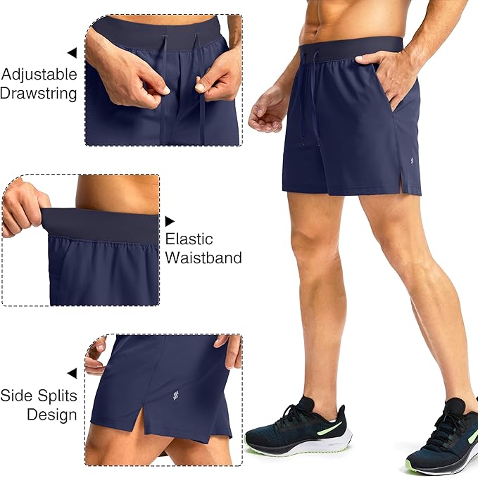 Men's Running Shorts with Zipper Pockets 9 Inch/ 7 Inch / 5 Inch Lightweight Quick Dry Gym Workout Athletic Shorts for Men