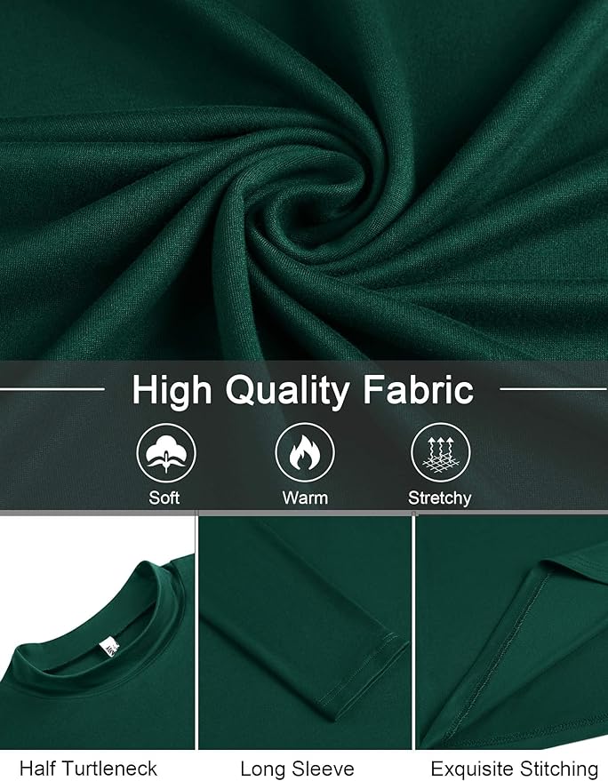 COOFANDY Mens Mock Turtleneck T-Shirts Long Sleeve Solid Color Tees Shirts Basic Casual Slim Fit Pullover T Shirts