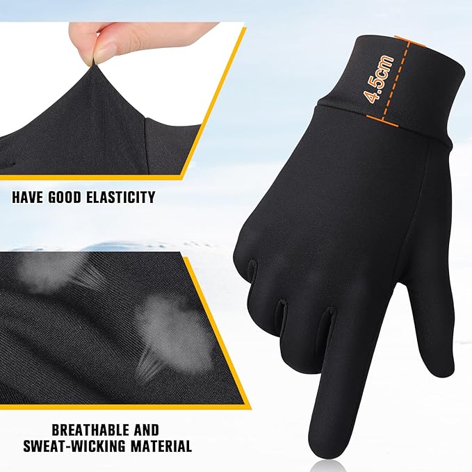 GXCROR Running Gloves Touchscreen Anti-Slip Gloves Lightweight Fleece Sports Gloves Warm Windproof Winter Glove Liner for Men and Women Outdoor
