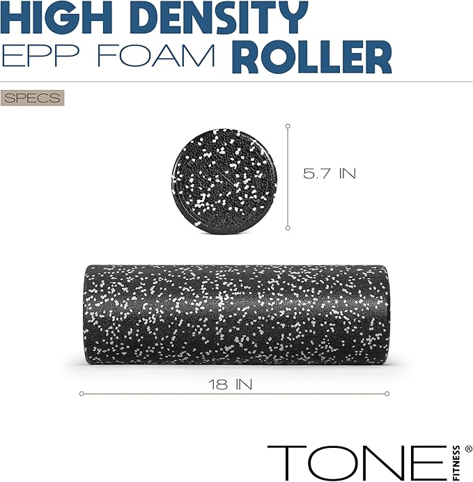 Tone Fitness High Density EPP Foam Exercise Foam Roller for Yoga, Pilates, Stretching, Massage, and Recovery | Multiple Sizes and Colors