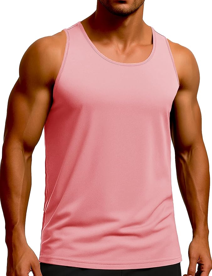 KEFITEVD Men's Workout Tank Tops Sleeveless Quick Dry UPF 80+ Summer Sun Shirts for Running Swim Gym Beach