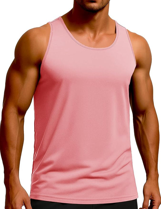 KEFITEVD Men's Workout Tank Tops Sleeveless Quick Dry UPF 80+ Summer Sun Shirts for Running Swim Gym Beach