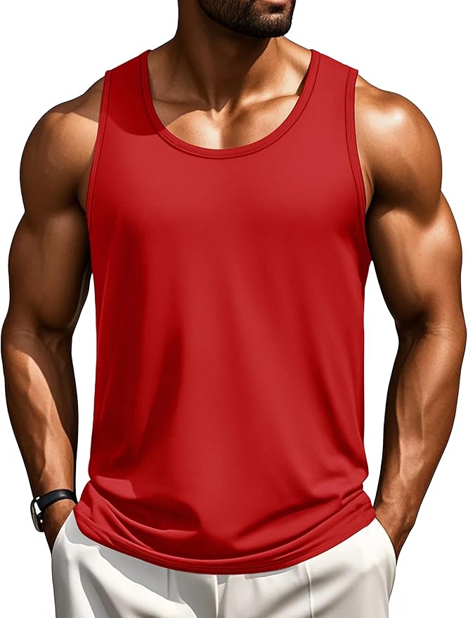 Cotrasen Men's Tank Top UPF 50+ Sleeveless Shirt Cotton Moisture Wicking Casual Gym Workout Shirts Cooling Muscle Tee Shirt