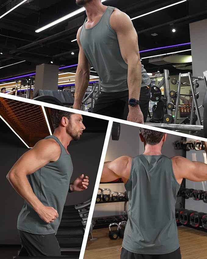 MAGCOMSEN Men's UPF 50+ Tank Top Quick Dry Summer Workout Muscle Sleeveless Shirts for Swim Beach Bodybuilding
