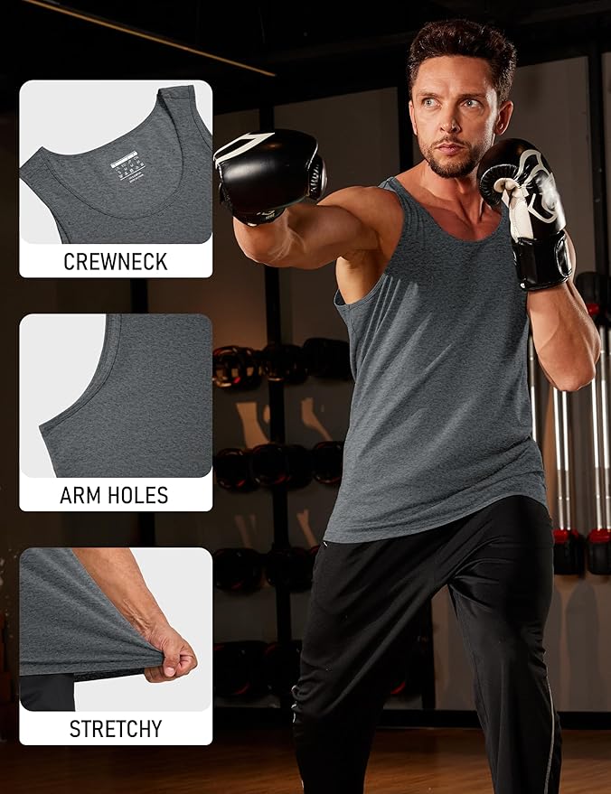 MAGCOMSEN Mens Workout Tank Tops Undershirt Cotton Muscle Athletic Sleeveless Shirts for Gym