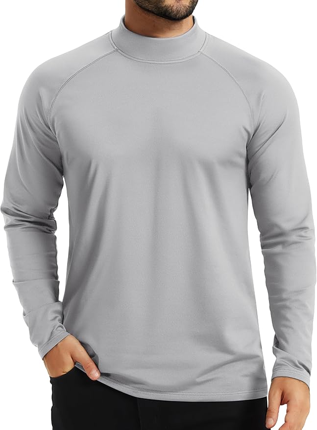 TACVASEN Mens Thermal Fleece Shirt Mock Turtle Neck Base Layer Long Sleeve Athletic Warm Undershirt Winter Running Tops