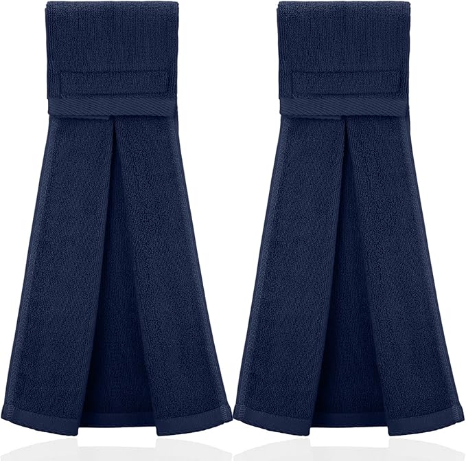 Shimeyao 2 Pcs Cotton Sports Football Towel with Closure Pitching Football Sweat Towel for Sports Gym Men Women Accessories(Dark Blue,Classic)