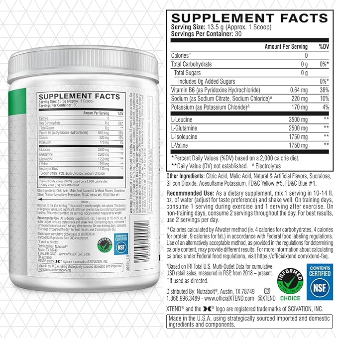 Xtend XTEND Original BCAA Powder 7g BCAA and 2.5g L-Glutamine, Sugar Free Post Workout Muscle Recovery Drink with Amino Acids for Men & Women, 30 Servings