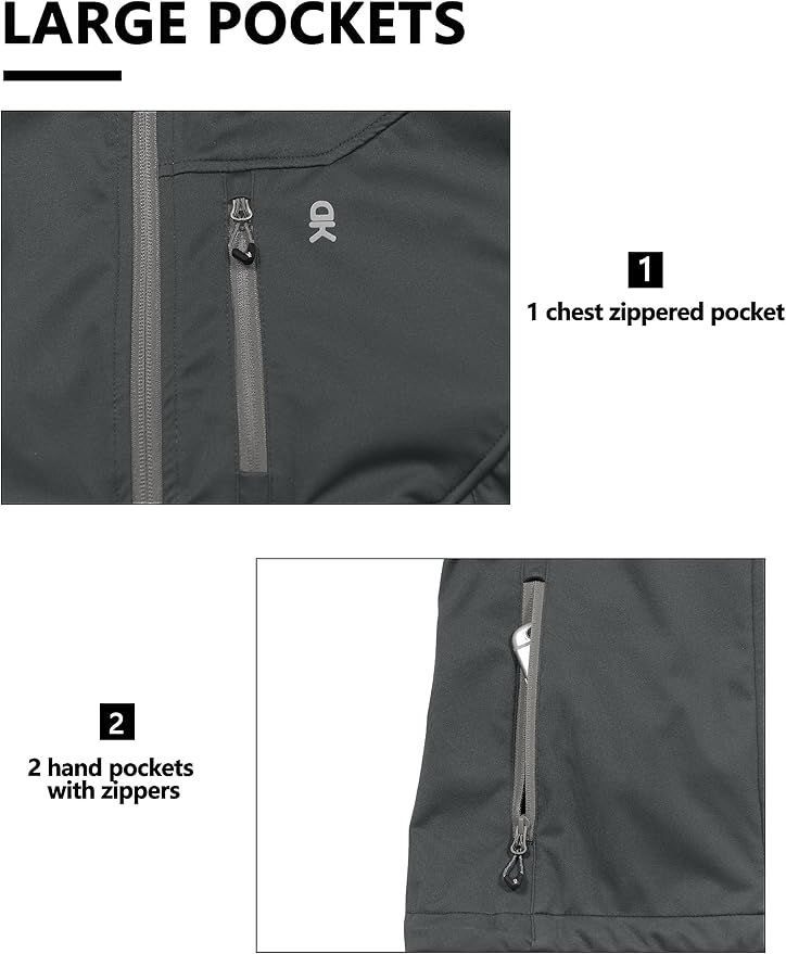 Little Donkey Andy Men's Lightweight Softshell Vest Windproof Sleeveless Jacket for Travel Hiking Running Golf