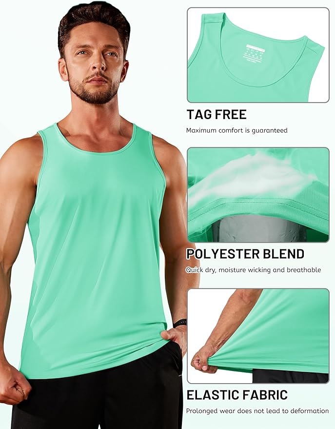 TACVASEN Men's Workout Tank Tops Sleeveless UPF 50+ Summer Sun Shirts Quick Dry for Running Swim Gym Beach
