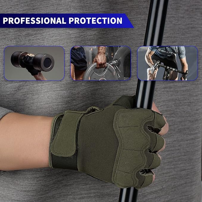 FIORETTO Fingerless Gloves for Airsoft Shooting Half Finger Hunting Hiking Cycling Driving Motorcycle Climbing Work Gloves M210603