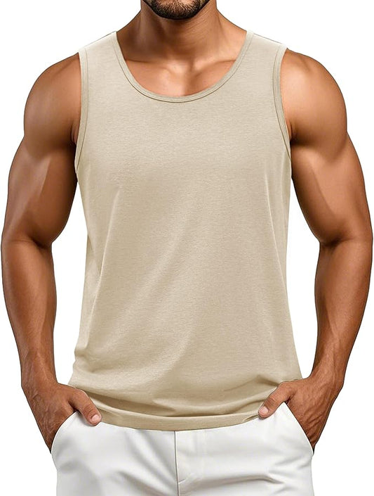 Cotrasen Men's Tank Top UPF 50+ Sleeveless Shirt Cotton Moisture Wicking Casual Gym Workout Shirts Cooling Muscle Tee Shirt