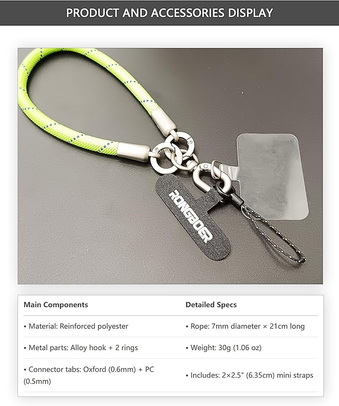 Premium Phone Lanyard for iPhone&Android-Stylish Unisex Wrist Strap with Alloy Metal Hook&Reinforced Polyester-R14