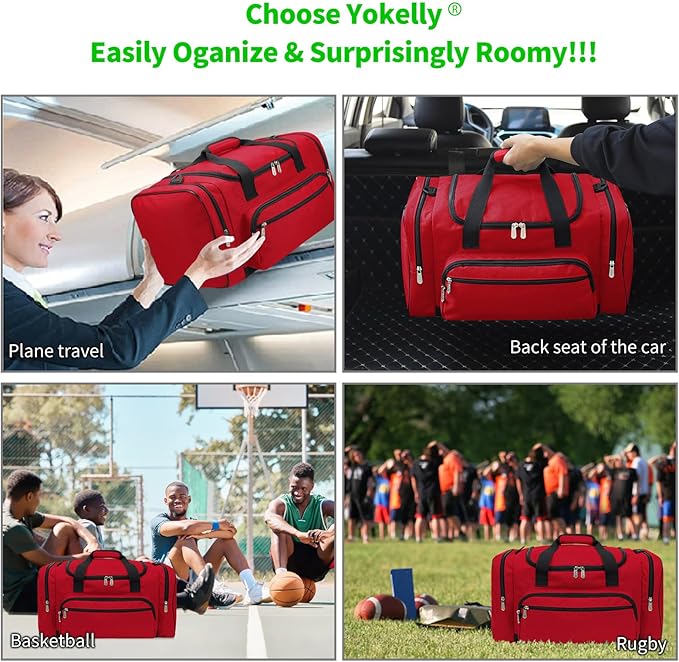 Gym Bag 22 inch Sport Duffle Bag for Men - 55L Weekender Duffel Bag for Travel - Red