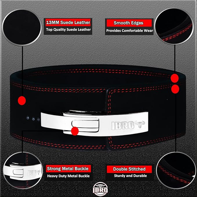 IBRO Powerlifting Lever Gym Belt – Power 8MM, 10MM or 13MM Extreme Heavy Duty Genuine Leather Belts - Squats Deadlifts Bodybuilding Weight Lifting IPF Power Lifting Strongman for Men