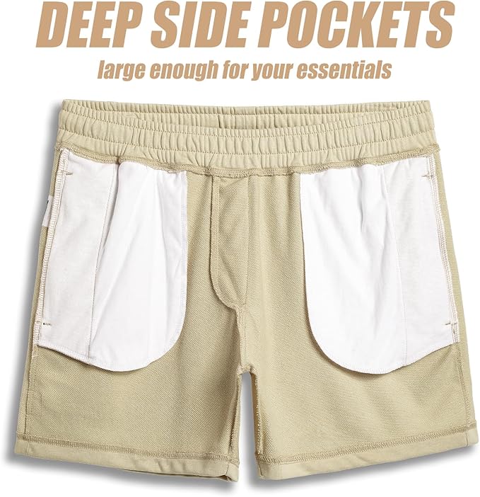 maamgic Mens Athletic Gym Shorts 5.5" Elastic Waist Casual Pajama Pocket Jogger Men Workout Short Pants