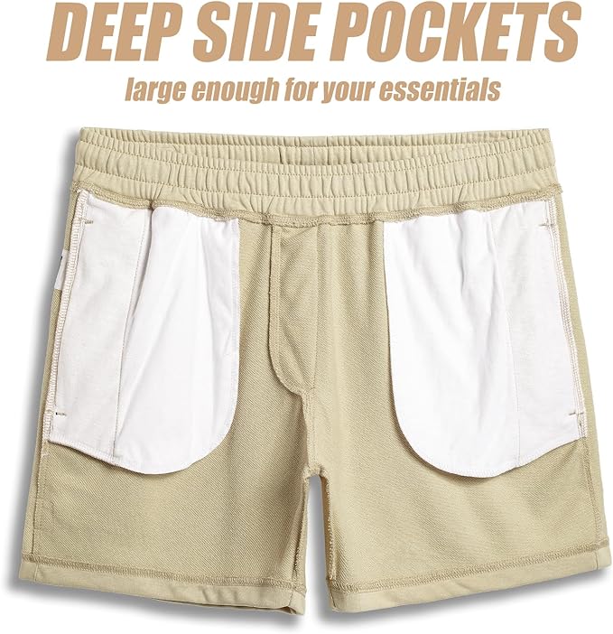 maamgic Mens Athletic Gym Shorts 5.5" Elastic Waist Casual Pajama Pocket Jogger Men Workout Short Pants