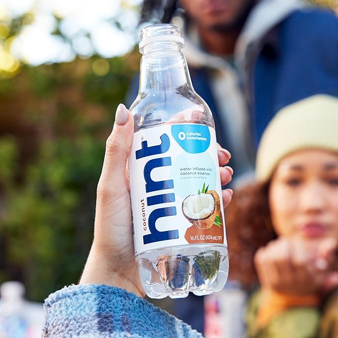 Hint Fruit-Infused Bottled Water, Coconut - Sugar Free Flavored Water with Zero Calories, Naturally Flavored, and No Artificial Sweeteners - 16 Fl Oz (Pack of 24)