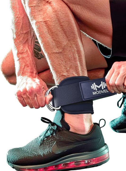 Modvel Gym Ankle Strap for Cable Machines – Glute & Leg Kickback Ankle Straps for Gym Workouts – Adjustable, Padded Support for Strength Training, Weightlifting, Rehab – Men & Women