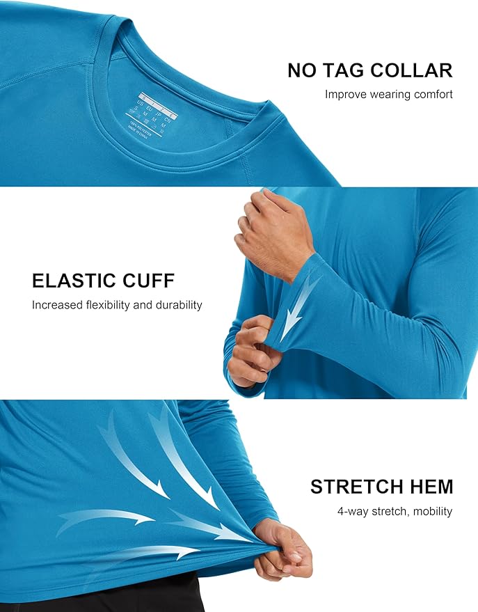 MAGCOMSEN Men's Long Sleeve Shirts UPF 50+ UV Sun Protection Athletic Shirts for Hiking Running Workout Rash Guard