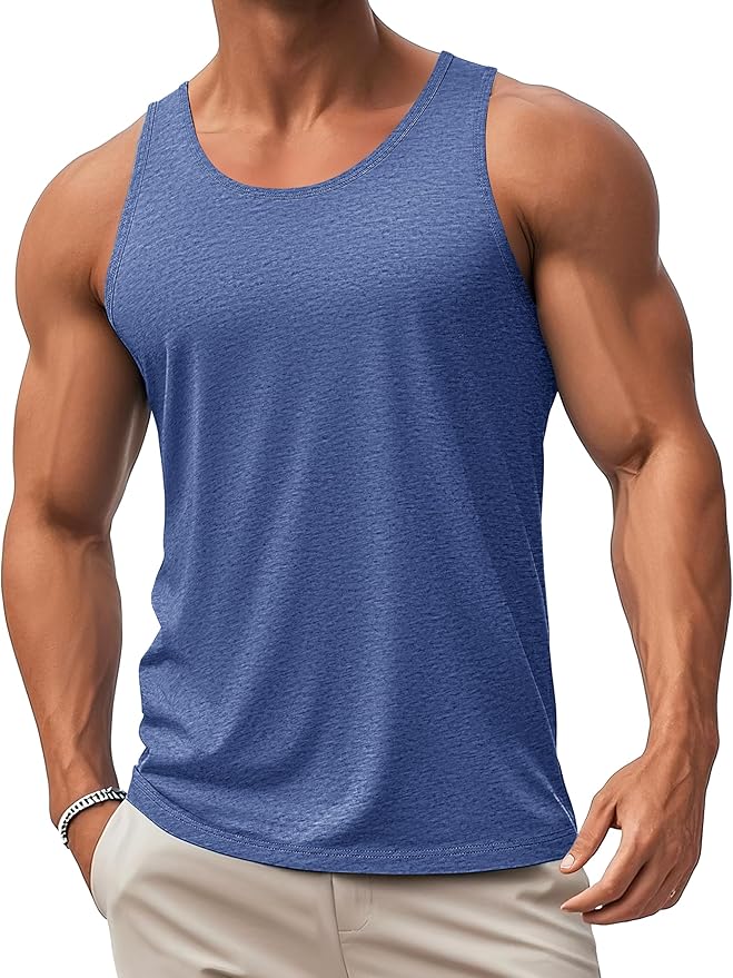 MAGCOMSEN Mens Workout Tank Tops Undershirt Cotton Muscle Athletic Sleeveless Shirts for Gym