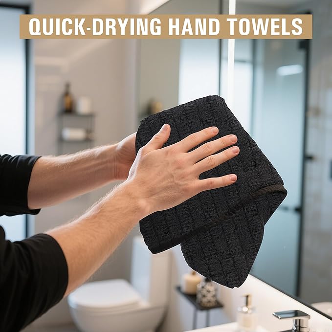 HOMERHYME Salon Towels 24 Pack, Microfiber Hand Towels for Bathroom, 16 x 27 Inches Quick Dry Hair Towel, Lint Free Towels for Spa,Yoga, Gym, Bath & Home Beauty Care (Not Bleach Proof)