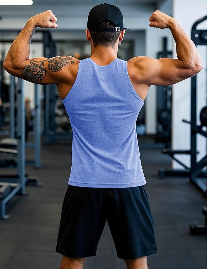 MAGCOMSEN Mens Workout Tank Tops Undershirt Cotton Muscle Athletic Sleeveless Shirts for Gym