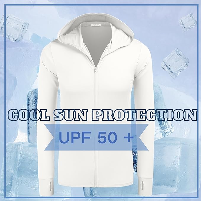 COOFANDY Men Full Zip UPF 50 Sun Protection Hoodie Jacket Long Sleeve Lightweight Breathable UV Shirts with Pockets