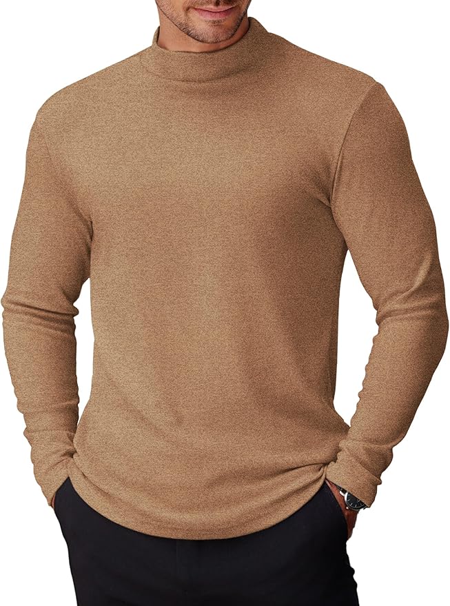 COOFANDY Mens Mock Turtleneck Long Sleeve Shirts Basic Thermal Turtle Neck Undershirt Lightweight Pullover Sweaters Top