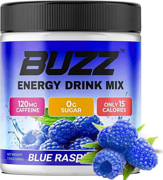 Morning Buzz Energy Drink Powder - Energy Boost Drink Mix - Sugar-Free Energy with Antioxidants - Morning Kickstart and Sports Nutrition Endurance Product - 30 Servings, Blue Raspberry, 8 Ounces